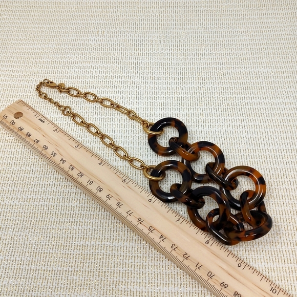 J. Crew chunky tortoiseshell print round chain link and gold tone chain necklace - Picture 11 of 11